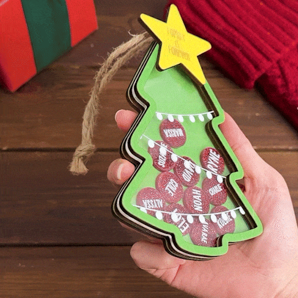 Adorno de madera 4D personalizado con nombre y purpurina Regalo de Navidad