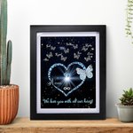 Personalized I Love You with All Our Heart Butterfly Frame with 1-9 Names Birthday Mother’s Day Gift for Mom Grandma