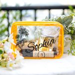 Personalised Birth Flower Name Clear Makeup Travel Cosmetic Bag Water Proof Birthday Bachelorette Party Gift for Her