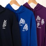 Sudadera con capucha personalizada con retrato de caballo y arte lineal Regalo de cumpleaños para un amante de los caballos