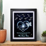 Personalized Whenever You Touch This Heart You'll Know I Love You Butterfly Frame with 1-9 Names Birthday Mother’s Day Gift for Mom Grandma