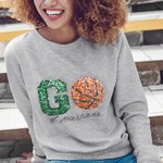 Sweatshirt à Col Rond Personnalisé avec Balle Lettre Pailletés et Nom Cadeau Jour de Match pour Amateur Sport de Balle