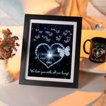Personalized I Love You with All Our Heart Butterfly Frame with 1-9 Names Birthday Mother’s Day Gift for Mom Grandma