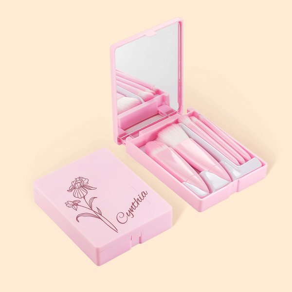Birth Flower Travel Brush Set Women Girls