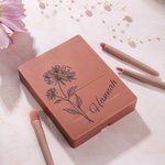 Personalised Birth Flower Portable Travel Makeup Brush Set Birthday Wedding Gift for Women Girls