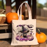 Personalizzato Viola Rosa Zucca Magica Strega Highland Mucca Tela Tote Bag con nome Halloween Regalo di Natale per ragazzi Ragazze