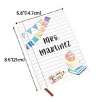 Personalised A5 Rainbow Glitter Bunting Leather Teacher Journal Notebook with Name Thank You Gift for Teacher