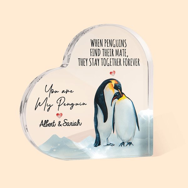 You're My Penguin Heart-Shaped Acrylic Plaque