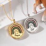 Médaille Personnalisée avec Prénom et Texte Gravés Collier Patte du Chien et Arc-en-Ciel Cadeau pour Souvenir d'un Animal de Compagnie