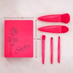 Personalised Birth Flower Portable Travel Makeup Brush Set Birthday Wedding Gift for Women Girls