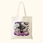 Personalizzato Viola Rosa Zucca Magica Strega Highland Mucca Tela Tote Bag con nome Halloween Regalo di Natale per ragazzi Ragazze