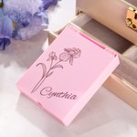 Personalised Birth Flower Portable Travel Makeup Brush Set Birthday Wedding Gift for Women Girls
