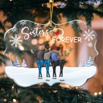 Personalized Sisters Forever Leopard Bestie Irregular Shape Acrylic Ornament Winter Party Decoration Gift for Best Friend