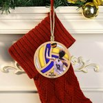 Personalized Photo Sports Volleyball Wood Ornament with Name Christmas Gift for Athletes Volleyball Lover