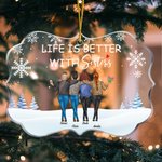 Ornement personnalisé en acrylique de forme irrégulière Life Is Better With Sisters Winter Gathering Cadeau d'anniversaire pour les meilleures amies