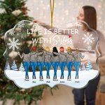 Ornement personnalisé en acrylique de forme irrégulière Life Is Better With Sisters Winter Gathering Cadeau d'anniversaire pour les meilleures amies