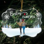Personalized Besties Forever Winter Snowy Party Irregular Shape Acrylic Ornament Gift for Best Friend