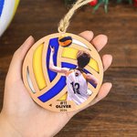 Personalized Photo Sports Volleyball Wood Ornament with Name Christmas Gift for Athletes Volleyball Lover