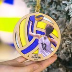 Personalized Photo Sports Volleyball Wood Ornament with Name Christmas Gift for Athletes Volleyball Lover