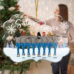 Personalized Sisters Forever Leopard Bestie Irregular Shape Acrylic Ornament Winter Party Decoration Gift for Best Friend