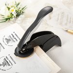 Personalised Flower and Book DIY Name Embosser Stamp with Storage Bag Hand-Held Embossing Stamp Birthday Gift for Books Lover Book Club