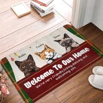 Personalized Welcome To Our Home Happy Pet Family Doormat Home Decoration Birthday Christmas Gift for Dog Cat Lover
