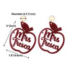 Personalisierte Paar Lehrer Apfel Glitter Acryl baumeln Ohrringe Schmuck Accessoire mit Namen zurück zu Schule Anerkennung Geschenk für Lehrer Erziehe
