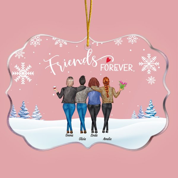 Personalized Friends Forever Drinking Chatting With My Bestie Irregular Shape Acrylic Ornament Gift for Friends Besties