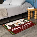 Personalized Welcome To Our Home Happy Pet Family Doormat Home Decoration Birthday Christmas Gift for Dog Cat Lover