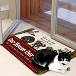 Personalisierte Mein Haus Meine Regeln Netter Hund Katze Türmatte Haus Dekoration Geschenk für Tierliebhaber Besitzer
