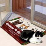 Personalized Welcome To Our Home Happy Pet Family Doormat Home Decoration Birthday Christmas Gift for Dog Cat Lover