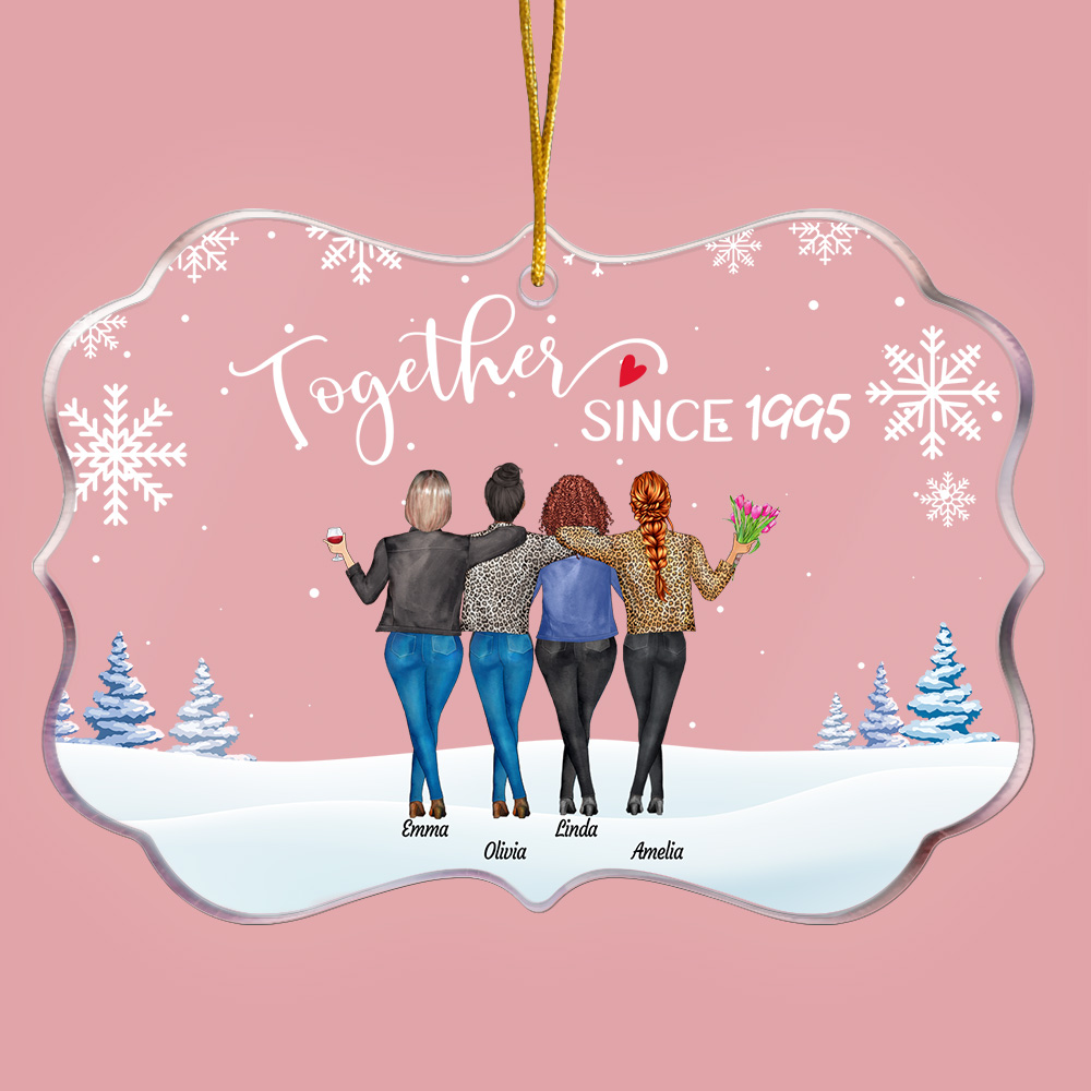 Ornement acrylique personnalisé We Are Together Since One Year Happy Life With Bestie Irregular Shape Birthday Gift for Besties (Nous sommes ensemble