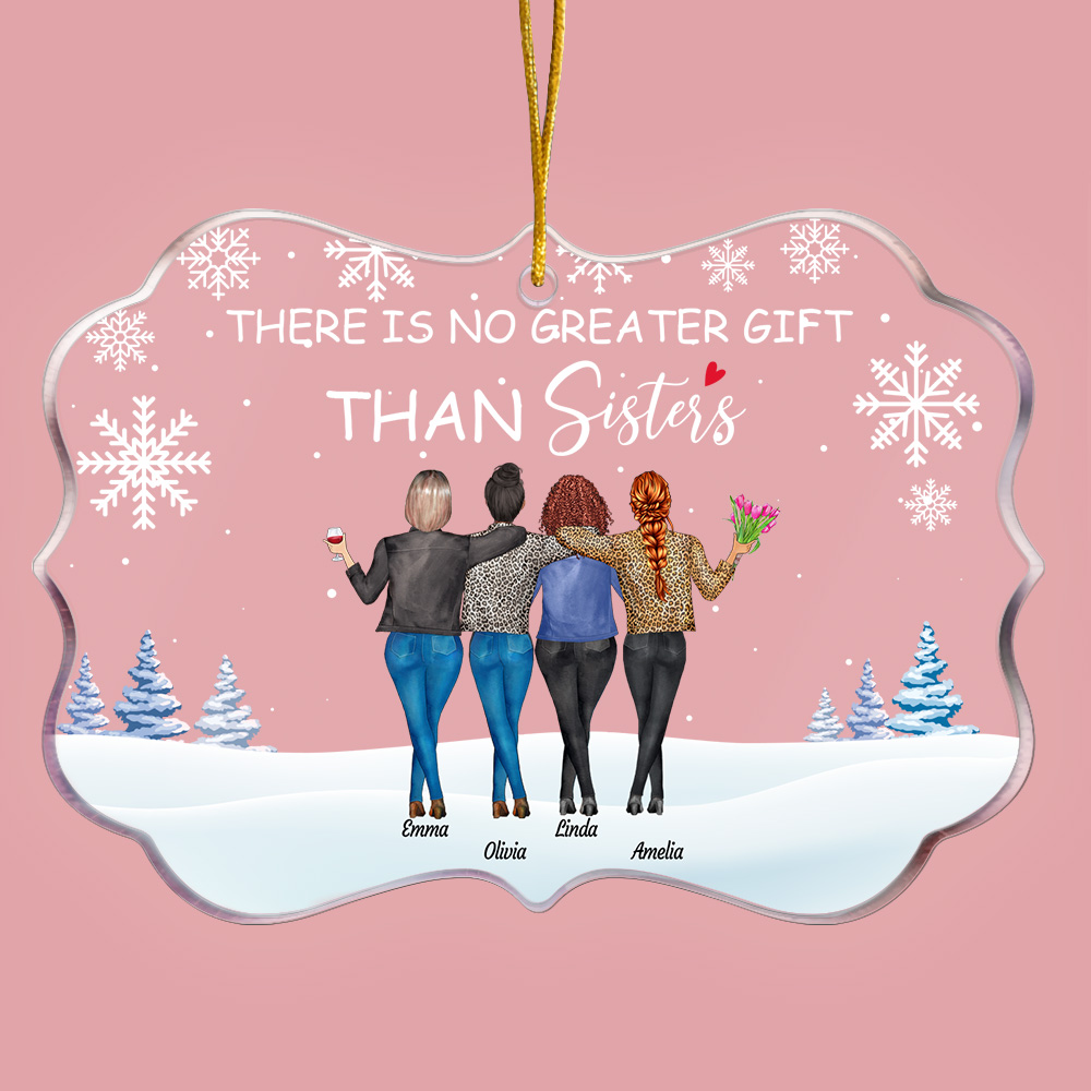 Personnalisé Il n'y a pas de plus beau cadeau que des soeurs Ornement acrylique de forme irrégulière Décoration élémentaire flocon de neige Cadeau d'a
