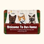 Personalized Welcome To Our Home Happy Pet Family Doormat Home Decoration Birthday Christmas Gift for Dog Cat Lover