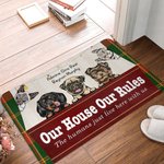 Personalisierte Mein Haus Meine Regeln Netter Hund Katze Türmatte Haus Dekoration Geschenk für Tierliebhaber Besitzer