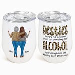 Personalized Besties Alcohol Tolerating Bonding Over 12oz Wine Tumbler Friennship Birthday Gift for Friends