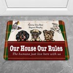 Personalisierte Mein Haus Meine Regeln Netter Hund Katze Türmatte Haus Dekoration Geschenk für Tierliebhaber Besitzer