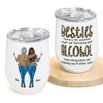 Personalized Besties Alcohol Tolerating Bonding Over 12oz Wine Tumbler Friennship Birthday Gift for Friends