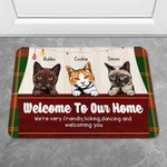Personalized Welcome To Our Home Happy Pet Family Doormat Home Decoration Birthday Christmas Gift for Dog Cat Lover