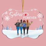 Personalized Sisters Forever Leopard Bestie Irregular Shape Acrylic Ornament Winter Party Decoration Gift for Best Friend