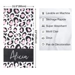 Serviette Plage Super Absorbant Séchage Rapide Doux Motif Léopard Zèbre Couverture Personnalisée avec Nom Accessoires Cadeau d'Anniversaire pour Femme
