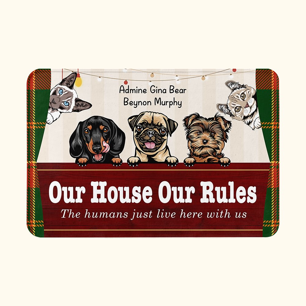 Personalized My House My Rules Cute Dog Cat Door Mat Home Decoration Gift for Pet Lover Owner