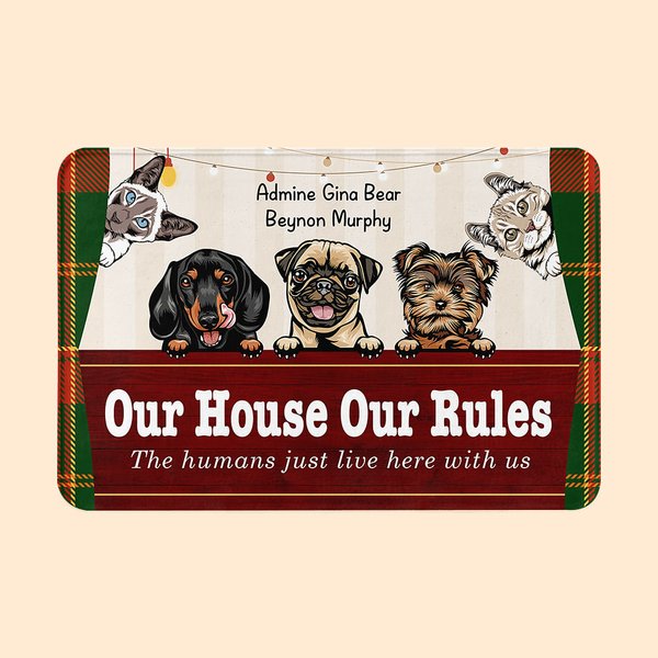 Personalized My House My Rules Cute Dog Cat Door Mat Home Decoration Gift for Pet Lover Owner