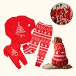 Personalised Christmas Tree and Santa Claus Pattern Family Matching Red Pyjamas Set Christmas Party Gift for Mom Dad Kid Baby Pet