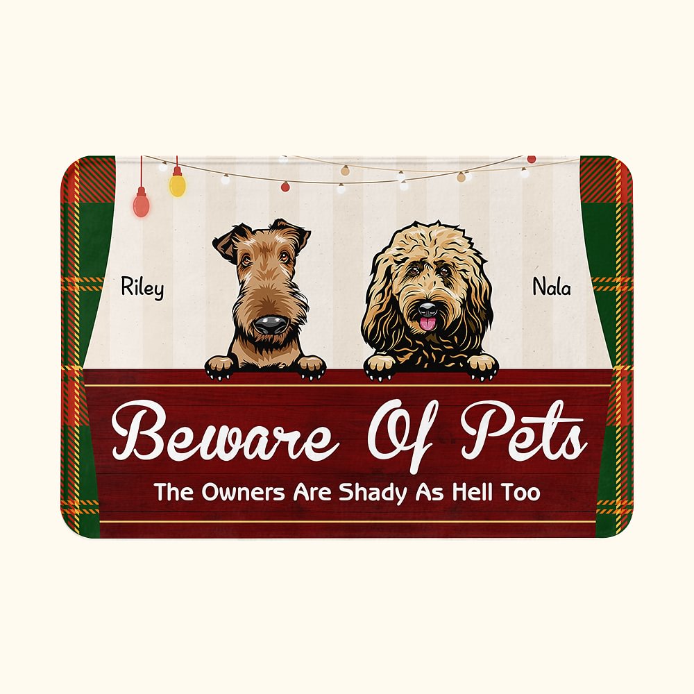 Personalized Beware of Pets Quote Colorful Lighting Element Door Mat  Home Decoration Birthday Christmas Gift for Dog Cat Lover