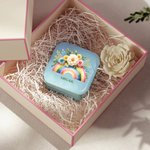 Personalized Floral Rainbow Jewelry Box with Name Colorful Travel Accessory Wedding Anniversary Birthday Gift for Women Girls