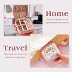 Personalized Floral Rainbow Jewelry Box with Name Colorful Travel Accessory Wedding Anniversary Birthday Gift for Women Girls