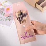 Personalizzato Glitter nome Borsa spazzola cosmetica portatile con 8 pennelli trucco Compleanno regalo di nozze per le donne damigella d'onore