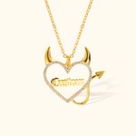 Personalizado Gothic Devil Heart Collar Colgante con Nombre Zircon Statement Jewelry Unique Birthday Gift for Her