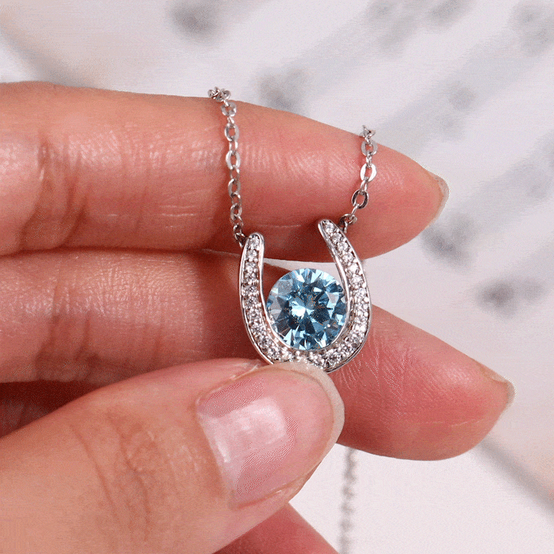 Personalized Good Luck Horseshoe Birthstone Necklace with CZ Sterling Silver Jewelry Christmas Birthday Gift for Women Girls Mother